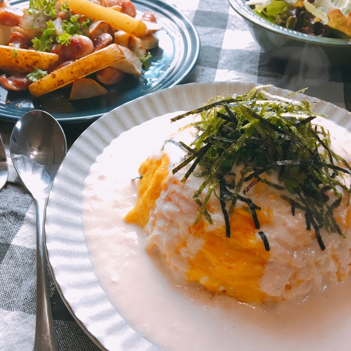 ズボラでもうま♡明太子クリームオムライス